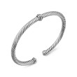 Classic Cable Station Bracelet in Sterling Silver with Diamonds, 4mm