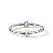 Thoroughbred Center Link Bracelet in Sterling Silver with 18K Yellow Gold