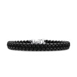 Woven Box Chain Bracelet in Sterling Silver with Black Stainless Steel and Black Nylon
