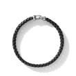Woven Box Chain Bracelet in Sterling Silver with Black Stainless Steel and Black Nylon