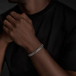 Woven Box Chain Bracelet in Sterling Silver with Black Nylon, 10mm