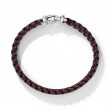 Woven Box Chain Bracelet in Sterling Silver with Black Stainless Steel and Red Nylon, 12mm