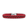 Woven Box Chain Bracelet in Sterling Silver with Red Stainless Steel and Black Nylon, 12mm