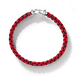 Woven Box Chain Bracelet in Sterling Silver with Red Stainless Steel and Black Nylon, 12mm