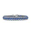 Woven Box Chain Bracelet in Sterling Silver with Blue Nylon