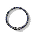 Woven Box Chain Bracelet in Sterling Silver with Blue Nylon