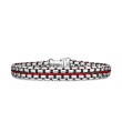 Woven Box Chain Bracelet in Sterling Silver with Red Nylon