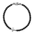 Spiritual Beads Cross Station Bracelet in Sterling Silver with Black Onyx