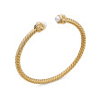 Renaissance® Cablespira Bracelet in 18K Yellow Gold with Pearls and Diamonds, 3.5mm