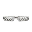 Sculpted Cable Cuff Bracelet in Sterling Silver with Pave Diamonds