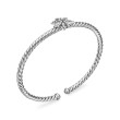 Starburst Center Station Bracelet in Sterling Silver with Pave Diamonds