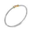 Buckle Classic Cable Bracelet in Sterling Silver with 18K Yellow Gold and Diamonds, 3mm