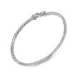 Buckle Classic Cable Bracelet in Sterling Silver with Diamonds, 3mm