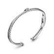 Petite X Center Station Bracelet in Sterling Silver with Pave Diamonds