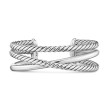 Bold Crossover Three Row Cuff Bracelet in Sterling Silver, 19mm