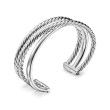 Bold Crossover Three Row Cuff Bracelet in Sterling Silver, 19mm