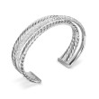 Crossover Three Row Cuff Bracelet in Sterling Silver with Diamonds, 20mm