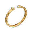 Renaissance® Oval Cablespira Bracelet in 18K Yellow Gold with Diamonds, 7mm