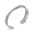 Crossover Two Row Cuff Bracelet in Sterling Silver, 10.7mm