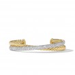 Pavé Crossover Two Row Cuff Bracelet in 18K Yellow Gold with Diamonds, 10.5mm