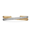 Pavé Crossover Two Row Cuff Bracelet in 18K Yellow Gold with Diamonds, 10.5mm