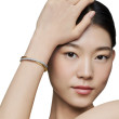 Pavé Crossover Two Row Cuff Bracelet in 18K Yellow Gold with Diamonds, 10.5mm