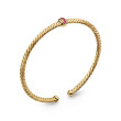 Classic Cablespira® Station Bracelet in 18K Yellow Gold with Pavé Rubies, 3mm