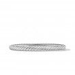 Sculpted Cable Bangle Bracelet in 18K White Gold, 4.6mm