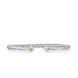 Cable Flex Bracelet in Sterling Silver with 14K Yellow Gold, 4mm