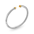 Cable Flex Bracelet in Sterling Silver with 14K Yellow Gold and Citrine, 4mm