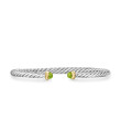 Cable Flex Bracelet in Sterling Silver with 14K Yellow Gold and Peridot, 4mm