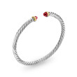 Cable Flex Bracelet in Sterling Silver with 14K Yellow Gold and Rhodolite Garnet, 4mm