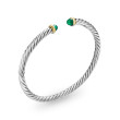 Cable Flex Bracelet in Sterling Silver with 14K Yellow Gold and Green Onyx, 4mm