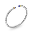Cable Flex Bracelet in Sterling Silver with 14K Yellow Gold and Lapis Lazuli, 4mm