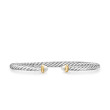 Cable Flex Bracelet in Sterling Silver with 14K Yellow Gold and Pearls, 4mm
