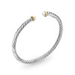 Cable Flex Bracelet in Sterling Silver with 14K Yellow Gold and Pearls, 4mm