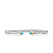 Cable Flex Bracelet in Sterling Silver with 14K Yellow Gold and Turquoise, 4mm