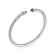 Cablespira Flex® Bracelet in Sterling Silver with Black Onyx and Diamonds, 4mm