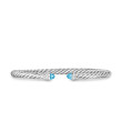 Cablespira Flex® Bracelet in Sterling Silver with Blue Topaz and Diamonds, 4mm