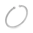 Cablespira Flex® Bracelet in Sterling Silver with Pearls and Diamonds, 4mm