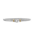 Cable Flex Buckle Bracelet in Sterling Silver with 14K Yellow Gold, 4mm
