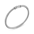 Cable Flex Buckle Bracelet in Sterling Silver with Diamonds, 4mm