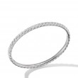 Sculpted Cable Bangle Bracelet in 18K White Gold with Diamonds, 4.6mm