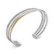 Crossover Three Row Bracelet in Sterling Silver with 18K Yellow Gold and Diamonds, 11mm