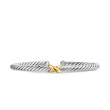 Cable Flex X Station Bracelet in Sterling Silver with 14K Yellow Gold, 4mm