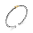 Cable Flex X Station Bracelet in Sterling Silver with 14K Yellow Gold, 4mm