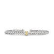 Cable Flex Station Bracelet in Sterling Silver with 14K Yellow Gold, 4mm