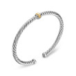 Cable Flex Station Bracelet in Sterling Silver with 14K Yellow Gold, 4mm