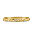 Sculpted Cable X Center Station Cuff Bracelet in 18K Yellow Gold with Diamonds, 6mm