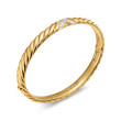 Sculpted Cable X Center Station Cuff Bracelet in 18K Yellow Gold with Diamonds, 6mm